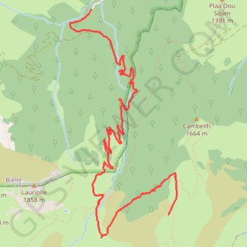 Itinéraire Bielle - Pic de Gerbe depuis la cabane de Bourdiou d'Aspeigt, distance, dénivelé, altitude, carte, profil, trace GPS