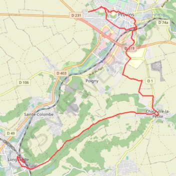 Itinéraire Les remparts de Provins, distance, dénivelé, altitude, carte, profil, trace GPS