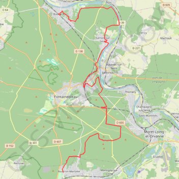 Itinéraire Tour du Massif de Fontainebleau - partie est, distance, dénivelé, altitude, carte, profil, trace GPS