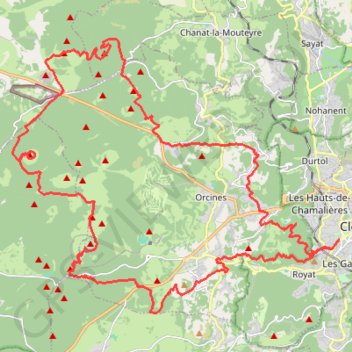 Itinéraire Dans les Puys - Chamalières, distance, dénivelé, altitude, carte, profil, trace GPS