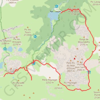 Itinéraire Tour pic du midi d'ossau jour 2, distance, dénivelé, altitude, carte, profil, trace GPS