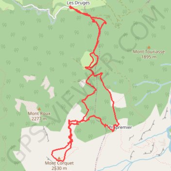 Itinéraire Monte Corquet, distance, dénivelé, altitude, carte, profil, trace GPS