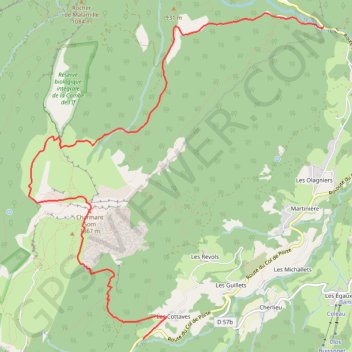 Itinéraire Charmant Som - boucle de Chamechine, distance, dénivelé, altitude, carte, profil, trace GPS