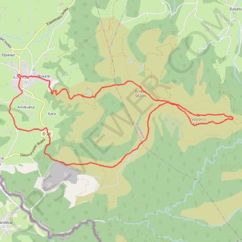Itinéraire ERREBI et ATXULEGI depuis Ainhoa, distance, dénivelé, altitude, carte, profil, trace GPS