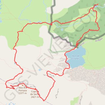 Itinéraire Pico Alto de la Portaza y Cupula de Secus desde Espelunguère, distance, dénivelé, altitude, carte, profil, trace GPS