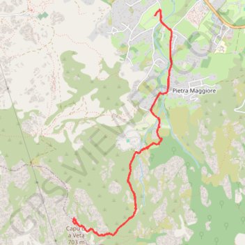 Itinéraire Capu di a Veta - Aller-retour du camping "Bella Vista" à la croix des Autrichiens, distance, dénivelé, altitude, carte, profil, trace GPS