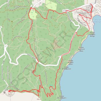 Itinéraire La Seyne sur Mer-Cap Sicié-Forêt de Jonas, distance, dénivelé, altitude, carte, profil, trace GPS