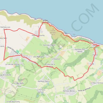 Itinéraire Autour de Gréville-Hague, distance, dénivelé, altitude, carte, profil, trace GPS