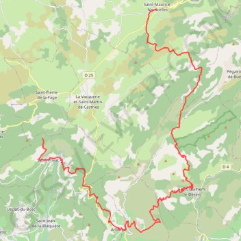 Itinéraire Saint-Maurice-Navacelles - Saint-Privat, distance, dénivelé, altitude, carte, profil, trace GPS