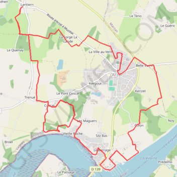 Itinéraire Arzal: Circuit des Coteaux de Vilaine (officiel), distance, dénivelé, altitude, carte, profil, trace GPS