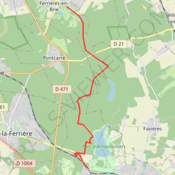 Itinéraire De Ferrières en Brie à Gretz Armainvilliers, distance, dénivelé, altitude, carte, profil, trace GPS
