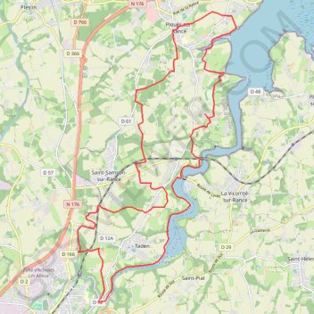 Itinéraire Vallée de la Rance par Plouer-sur-Rance et Dinan, distance, dénivelé, altitude, carte, profil, trace GPS