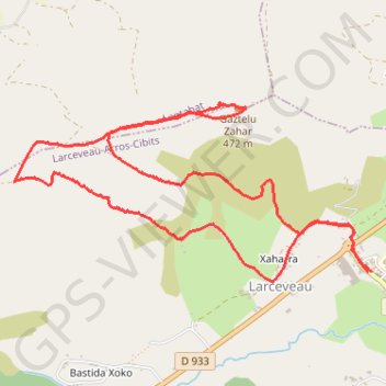 Itinéraire GAZTELUZAHAR depuis Larceveau, distance, dénivelé, altitude, carte, profil, trace GPS