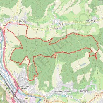 Itinéraire Rando Custines, Faulx, Bouxières, distance, dénivelé, altitude, carte, profil, trace GPS