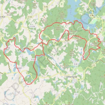 Itinéraire St Pardoux 32 kms, distance, dénivelé, altitude, carte, profil, trace GPS