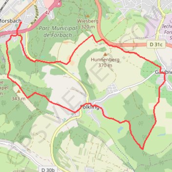 Itinéraire Circulaire au départ de Morsbach, distance, dénivelé, altitude, carte, profil, trace GPS
