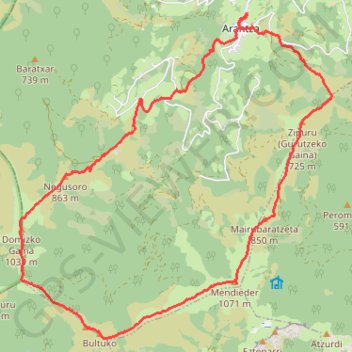 Itinéraire Ekaitza, Mendi-Eder circular desde Arantza, distance, dénivelé, altitude, carte, profil, trace GPS