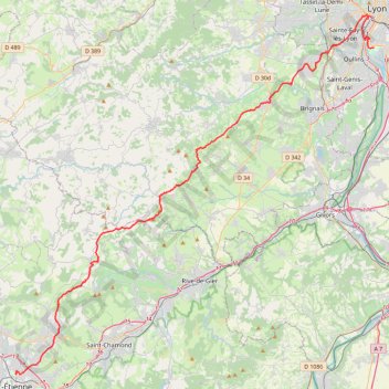 Itinéraire SaintéLyon, distance, dénivelé, altitude, carte, profil, trace GPS