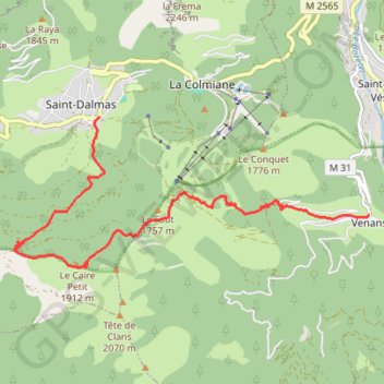 Itinéraire G2 VENANSON - LE CAIRE PETIT, distance, dénivelé, altitude, carte, profil, trace GPS