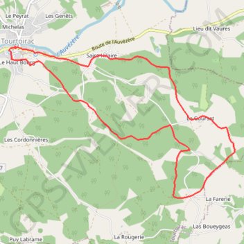 Itinéraire Tourtoirac, distance, dénivelé, altitude, carte, profil, trace GPS