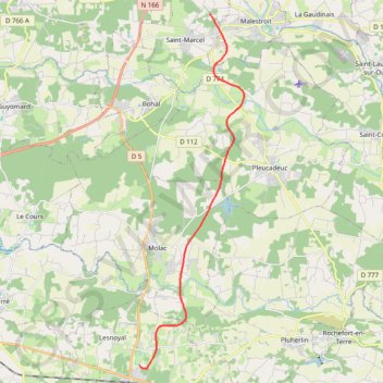 Itinéraire Voie Verte Questembert-Malestroit, distance, dénivelé, altitude, carte, profil, trace GPS