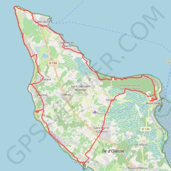 Itinéraire Demi-tour de l'Île d'Oléron, distance, dénivelé, altitude, carte, profil, trace GPS