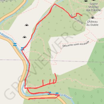 Itinéraire Grottes de la Barre de Tallian - Salle de la Paix, distance, dénivelé, altitude, carte, profil, trace GPS