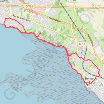 Itinéraire Rando la bernerie, distance, dénivelé, altitude, carte, profil, trace GPS