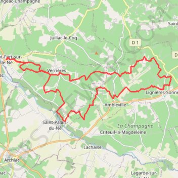 Itinéraire St Fort sur le Né 33 kms, distance, dénivelé, altitude, carte, profil, trace GPS
