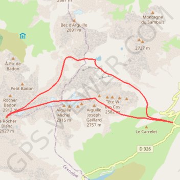 Itinéraire Aiguilles de l'argentière, distance, dénivelé, altitude, carte, profil, trace GPS
