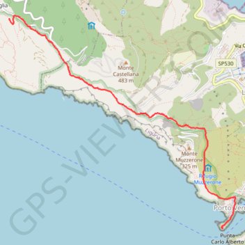 Itinéraire Du Telegrapho à Portovenere, distance, dénivelé, altitude, carte, profil, trace GPS