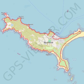 Itinéraire Ile de Houat, distance, dénivelé, altitude, carte, profil, trace GPS