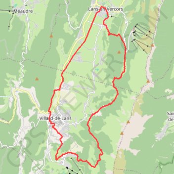 Itinéraire Villard - lans boucle par sentier Gobert, distance, dénivelé, altitude, carte, profil, trace GPS