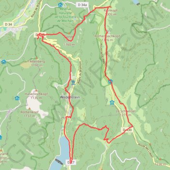 Itinéraire Lac de kruth - Rainkopf, distance, dénivelé, altitude, carte, profil, trace GPS