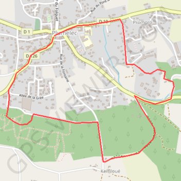 Itinéraire Circuit de la Grée - Plumelec, distance, dénivelé, altitude, carte, profil, trace GPS