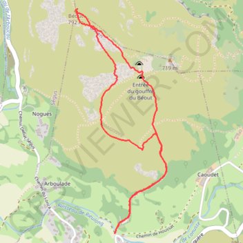 Itinéraire Béout, distance, dénivelé, altitude, carte, profil, trace GPS