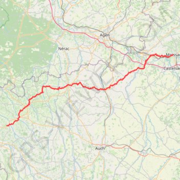 Itinéraire Compostelle oissac-Nogaro, distance, dénivelé, altitude, carte, profil, trace GPS