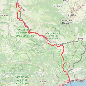 Itinéraire Traversée du Mercantour, distance, dénivelé, altitude, carte, profil, trace GPS