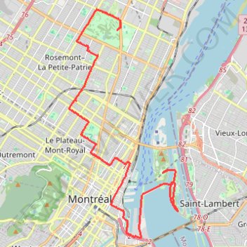 Itinéraire Demi-marathon Montréal, distance, dénivelé, altitude, carte, profil, trace GPS