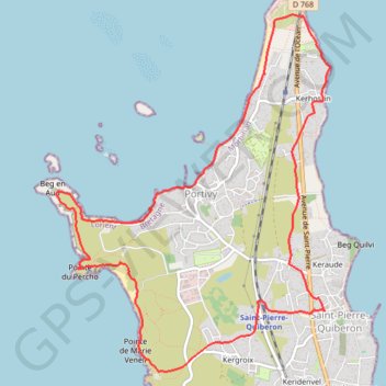 Itinéraire Cirkwi-Kerhostin-Portivy-Côte_Sauvage, distance, dénivelé, altitude, carte, profil, trace GPS