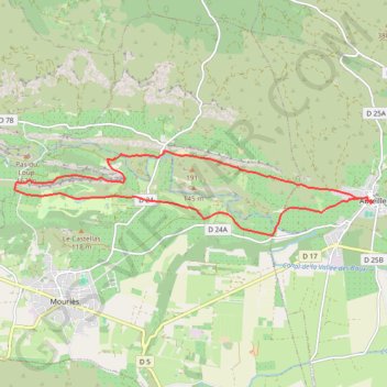 Itinéraire Aureille - Oppidum des Caisses de Jean Jean, distance, dénivelé, altitude, carte, profil, trace GPS