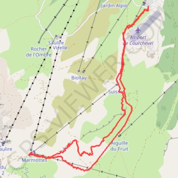 Itinéraire La Vizelle Courchevel (Vanoise), distance, dénivelé, altitude, carte, profil, trace GPS