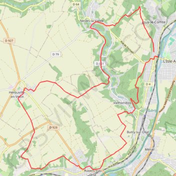 Itinéraire En boucle autour de Parmain, distance, dénivelé, altitude, carte, profil, trace GPS