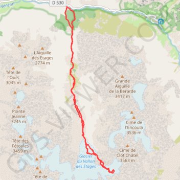 Itinéraire Faux vallon de Clot Chatel, distance, dénivelé, altitude, carte, profil, trace GPS