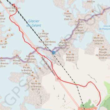 Itinéraire Descente du glacier de Toule, distance, dénivelé, altitude, carte, profil, trace GPS