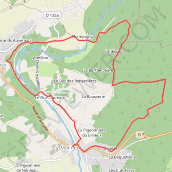 Itinéraire Circuit de Molineuf, distance, dénivelé, altitude, carte, profil, trace GPS