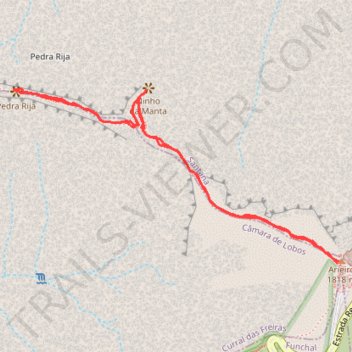 Itinéraire PR1 - Vereda do Areeiro (jusqu'au Belvédère de Pedra Rija), distance, dénivelé, altitude, carte, profil, trace GPS