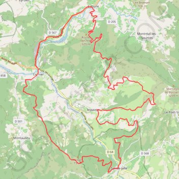 Itinéraire Sahune, Sainte-Jalle, Curnier (Drôme), distance, dénivelé, altitude, carte, profil, trace GPS