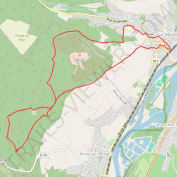 Itinéraire Ars-sur-Moselle - Pierre-qui-tourne - Tour-hertzienne, distance, dénivelé, altitude, carte, profil, trace GPS