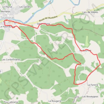 Itinéraire Tourtoirac, distance, dénivelé, altitude, carte, profil, trace GPS